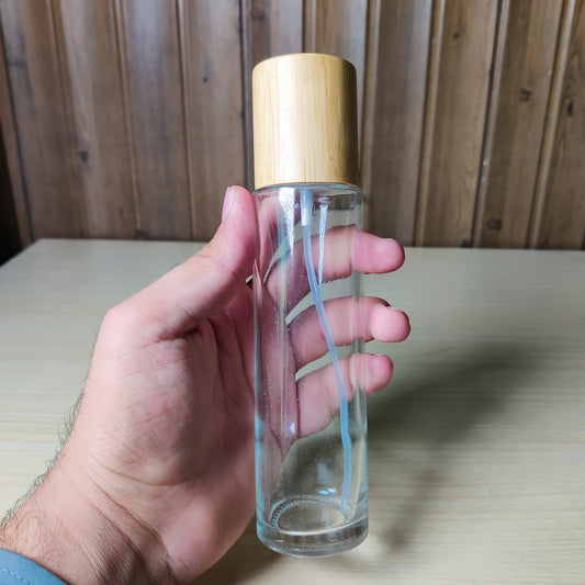 Clear Glass Spray Bottle with Wooden Cap