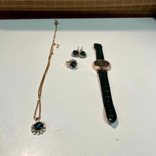 Watch Ring Necklace and Earring Set