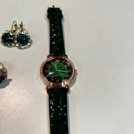 Watch Ring Necklace and Earring Set