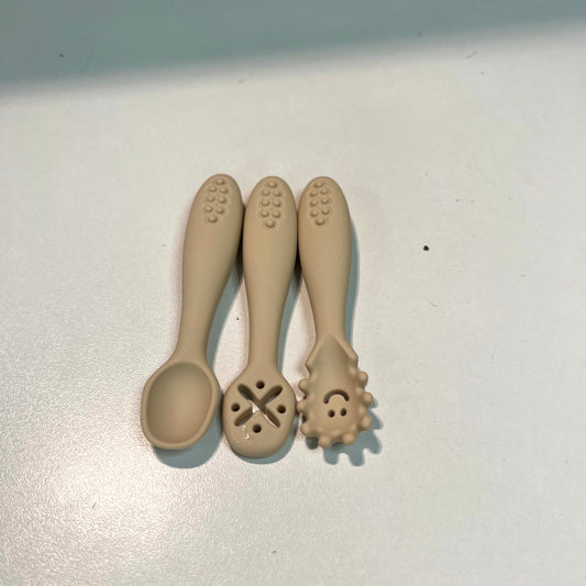 3PCS Silicone Spoon Fork For Baby Utensils