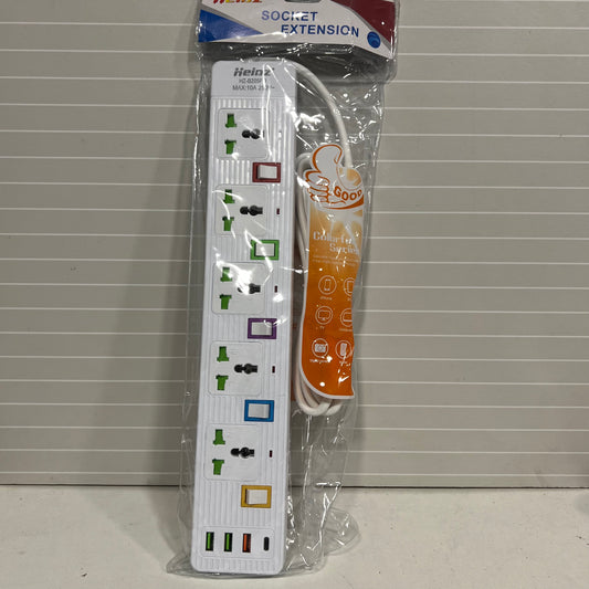 5 Socket with USB support Extension Wire, 31550