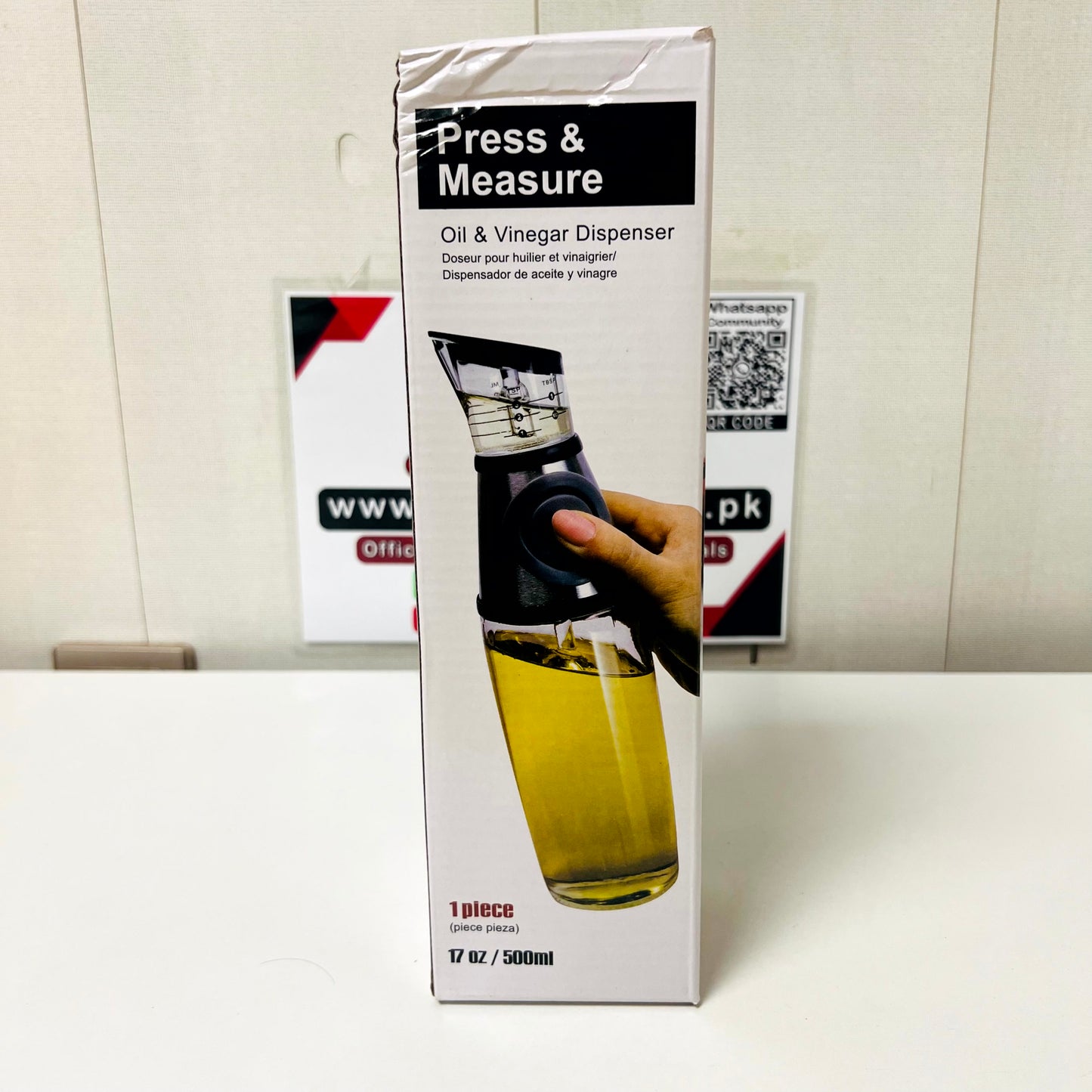 Press & Measure Oil & Vinegar Dispenser Bottle, 12