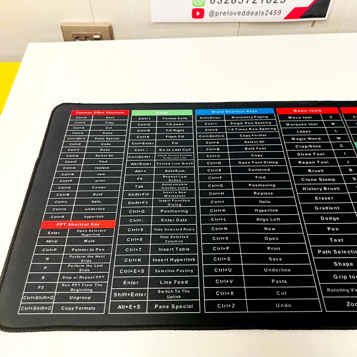 Big Size Mouse Pad with Shortcut Keys Map , 61235