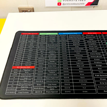 Big Size Mouse Pad with Shortcut Keys Map , 61235