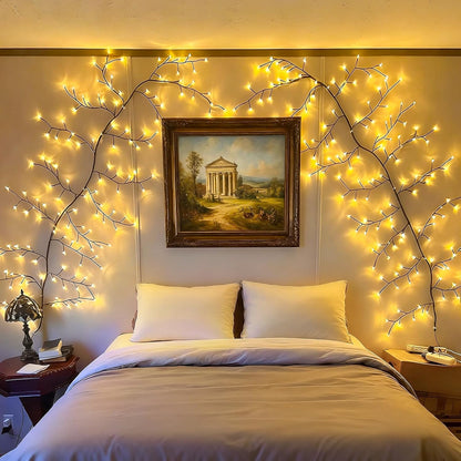Warm White LED Branch Vine String Lights - Cozy Ambient Decor