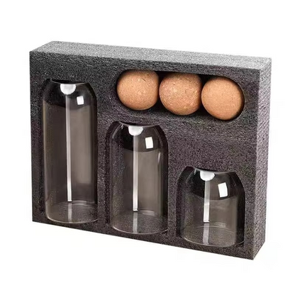 Household Spherical Cork 3 Pcs Glass Spices Storage Tank, 121400