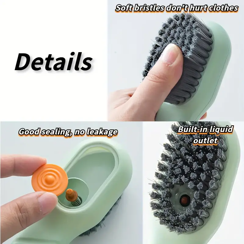 1pc Multi-function automatic spot shoe brush soft hair hand pressure hanging hole suitable for clothing carpet plastic handles, 61130