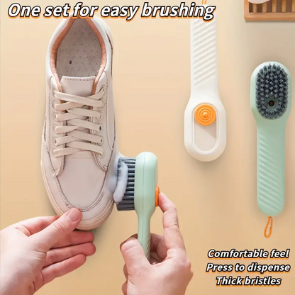 1pc Multi-function automatic spot shoe brush soft hair hand pressure hanging hole suitable for clothing carpet plastic handles, 61130