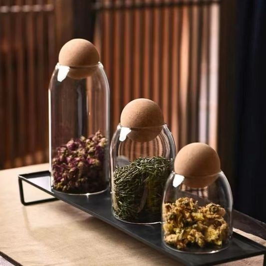 Household Spherical Cork 3 Pcs Glass Spices Storage Tank, 121400