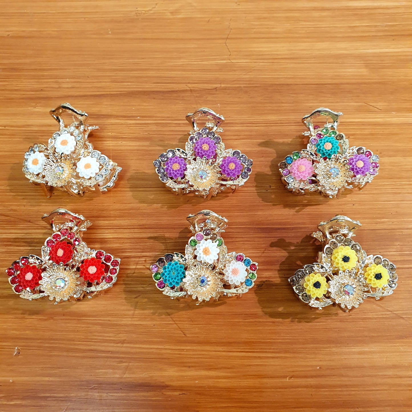 Metal Hair Clips Floral Mix Colors Style