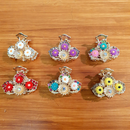 Metal Hair Clips Floral Mix Colors Style