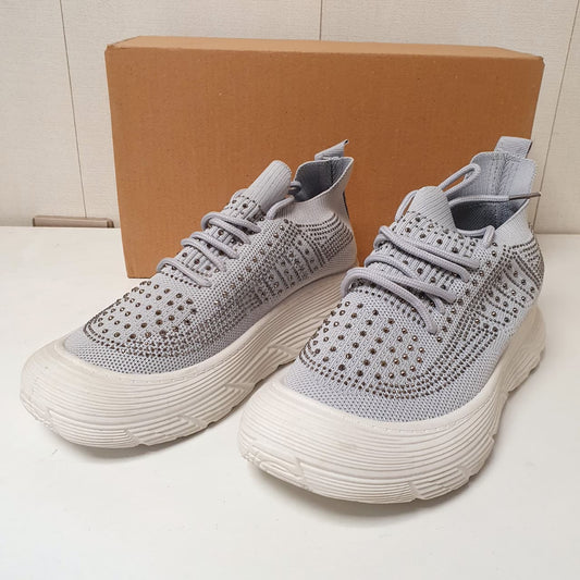 Pearl Decorated Shoes For Girls Grey Color