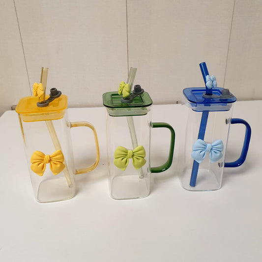 Juice Serving Glass mug With Straw , 13332