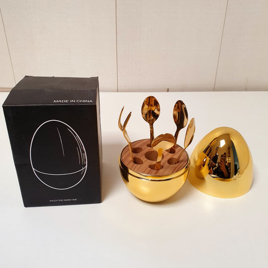 Plain Egg Golden Spoon Set, 181420