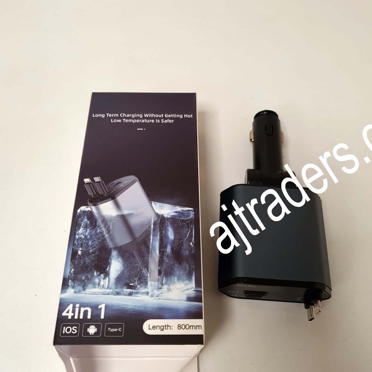 4in1 High Quality Fast Car Charger Retractable for Mobile, 195850