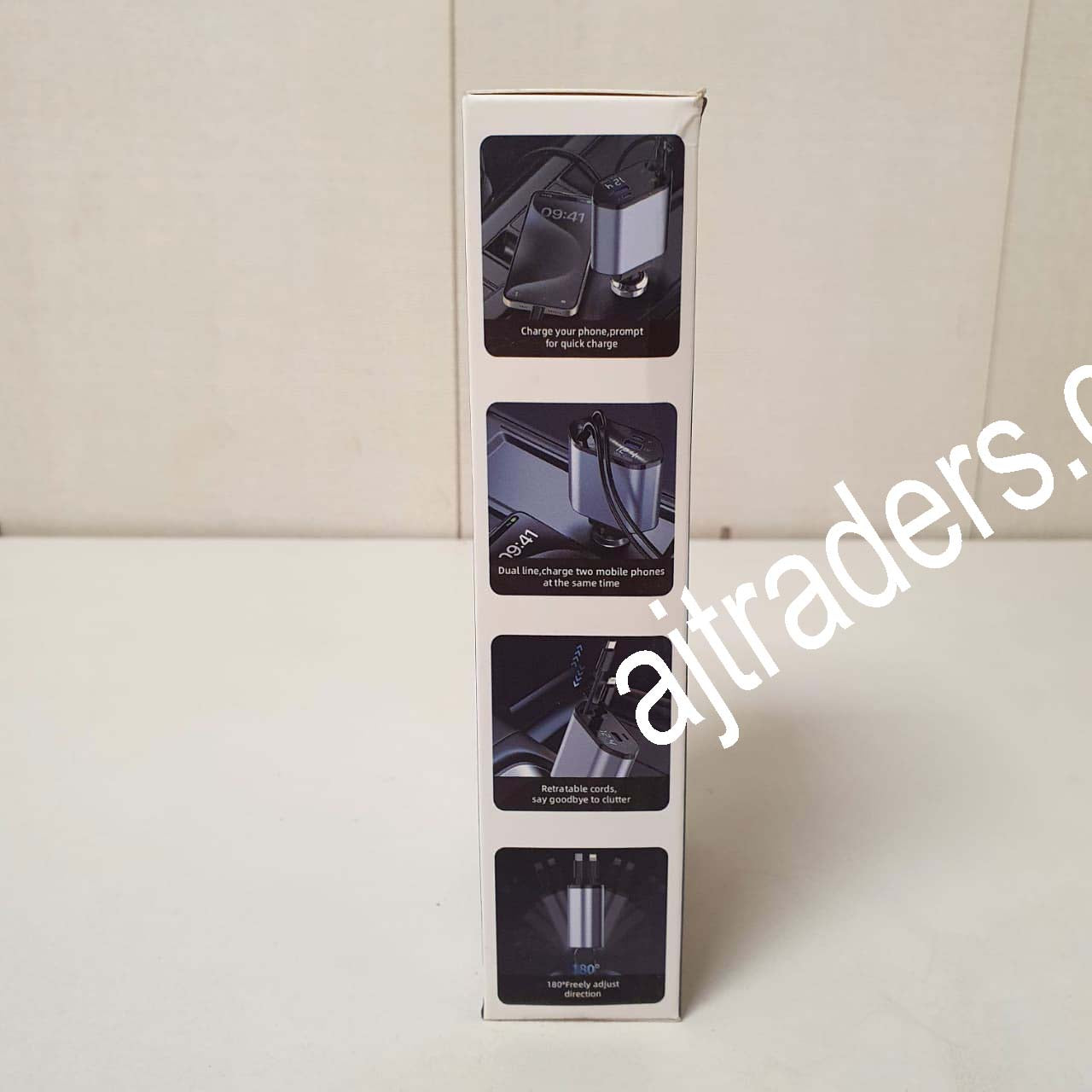 4in1 High Quality Fast Car Charger Retractable for Mobile, 195850