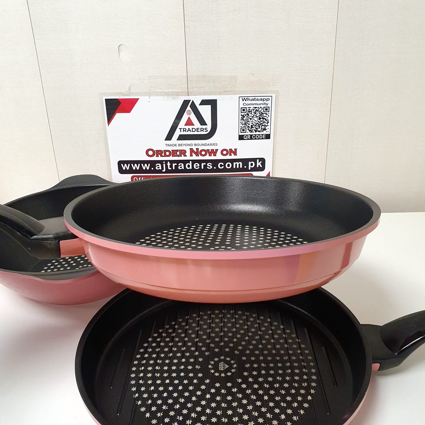 ILO Korean Die Cast Aluminum Non Stick Cookware Set  28cm Frypan, Grill Pan & Wok (3-Piece)