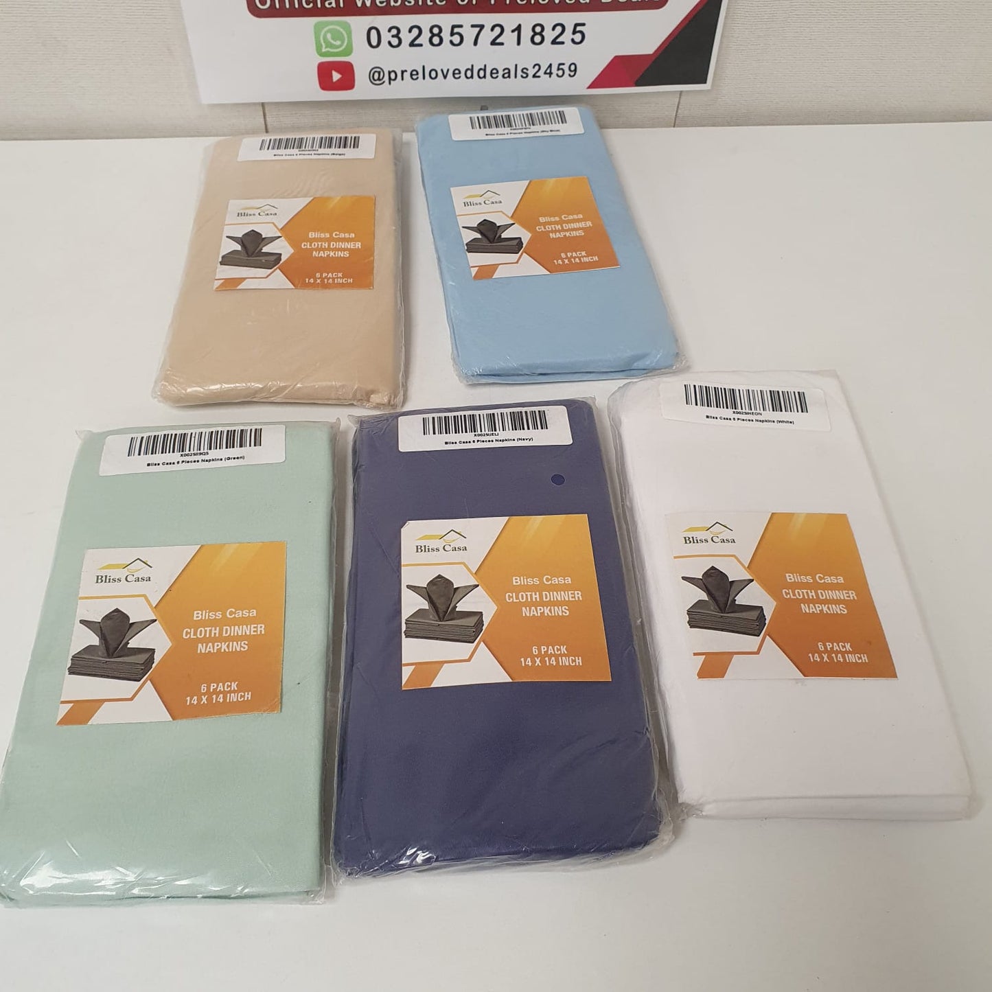 Bliss Casa Cloth Dinner Napkins by Bliss Casa 6 Pcs Pack, 8