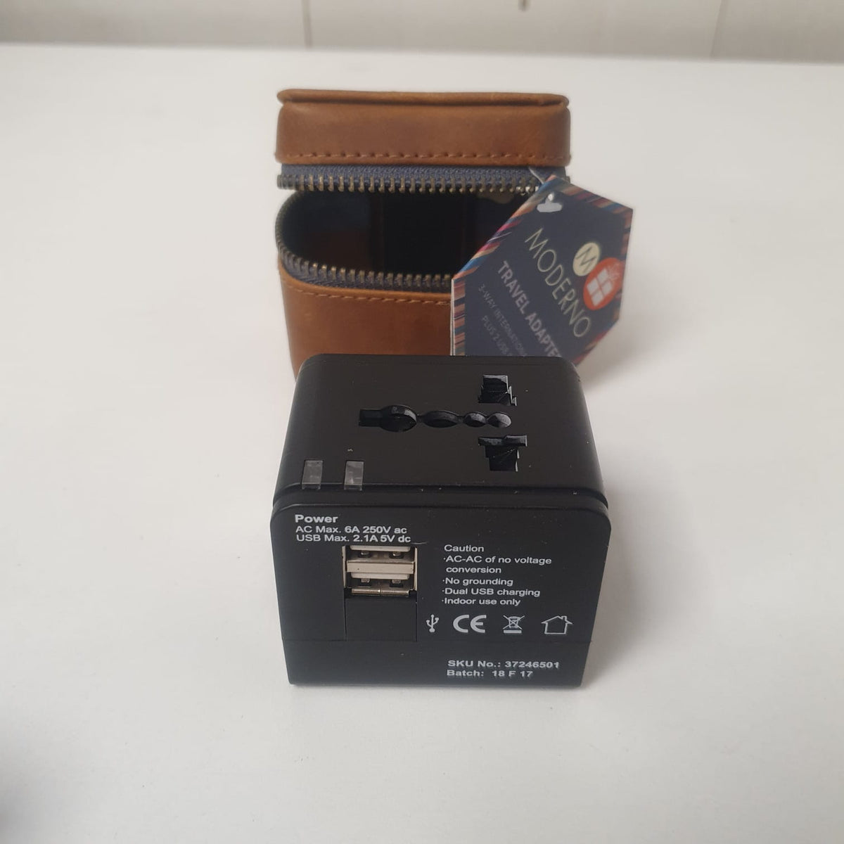 Travel Adapter With Leather Pouch , 756665