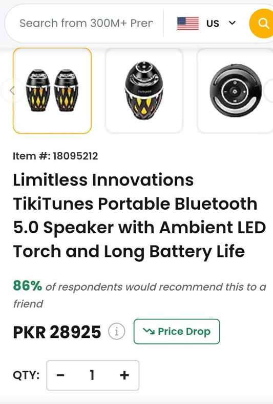 Limitless Tikitunes Bluetooth Speaker with Electric Candle Look, 181110