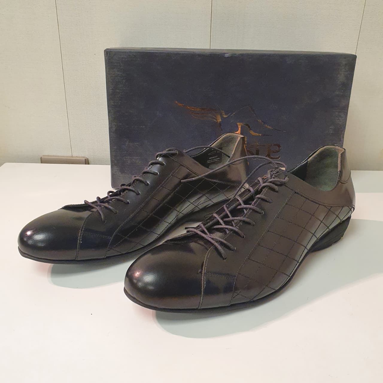 Black Check Style Hand Made Turkish Shoes Art # 0046