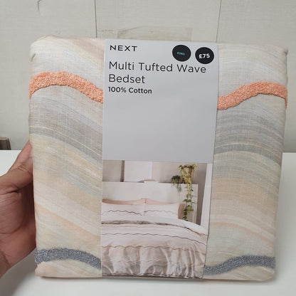 Next branded King Size Multi Tufted Wave 100% Cotton Bedset