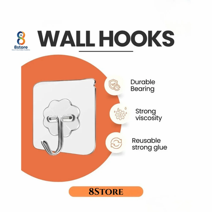 Mig Heavy Duty Adhesive Wall Hooks 5kg Capacity - 3 Pack