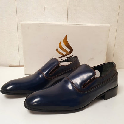 Hand Made Leather Shoes Blue By Sepals Turkey Art # 0020