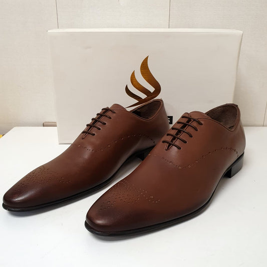 Turkish Brown Hand Made Leather Shoes Dotted Art # 57, 172950
