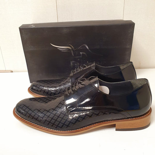 Seapals Nuktea Black Leather Hand made Shoes Diamond Design Art # 70, 331950