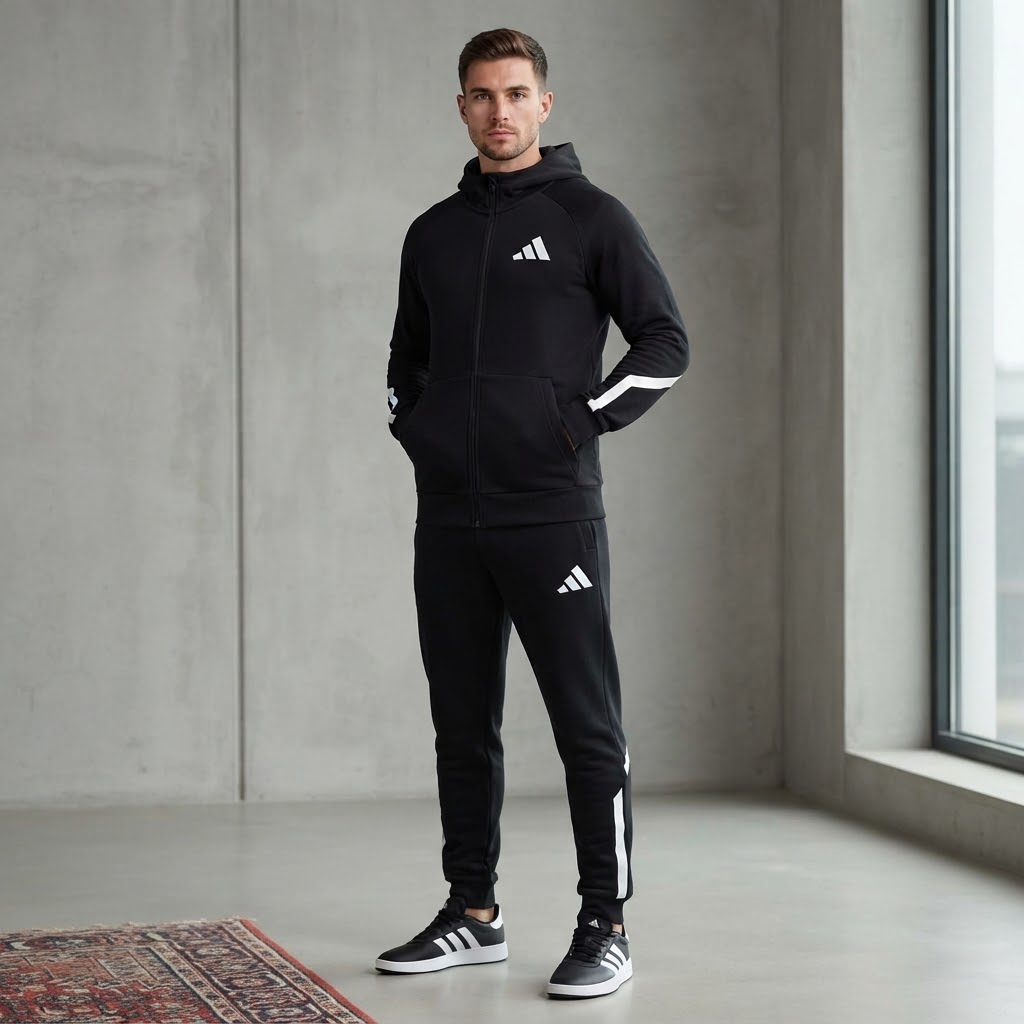 Black Adidas Warm Track Suit, 5