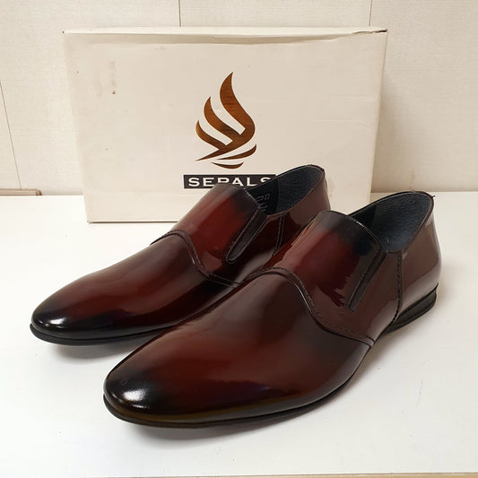 Maroon Leather Hand made Shoes by Turkish Seapals Art # 79, 12950