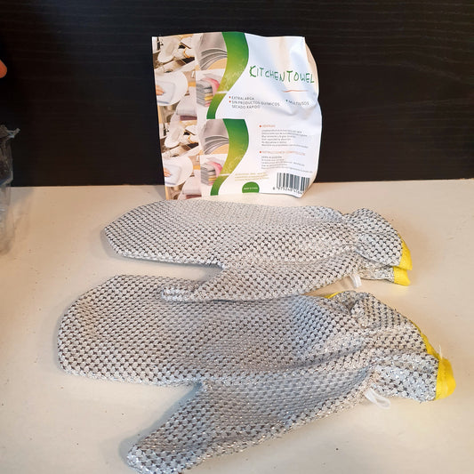 Steel wire household cleaning brush gloves pair