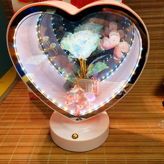 Heart Shaped Decoration Light Mirror