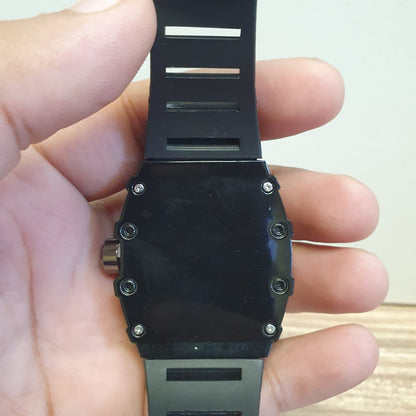 Mens Richard Black Belt Skeleton Watch