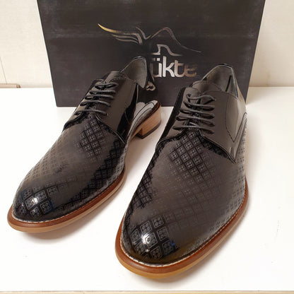Seapals Nuktea Black Leather Hand made Shoes Diamond Design Art # 70, 331950