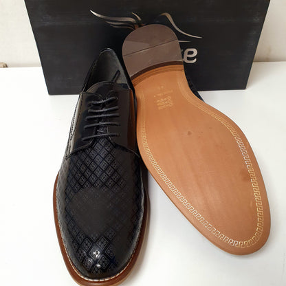 Seapals Nuktea Black Leather Hand made Shoes Diamond Design Art # 70, 331950