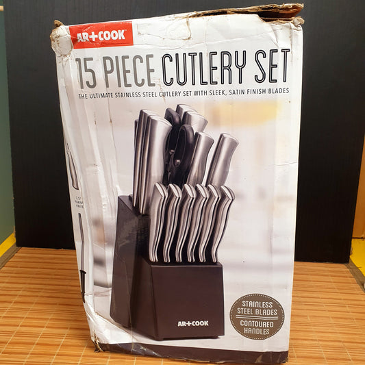 AR+Cook 15 Piece Stainless Steel Knife Set .