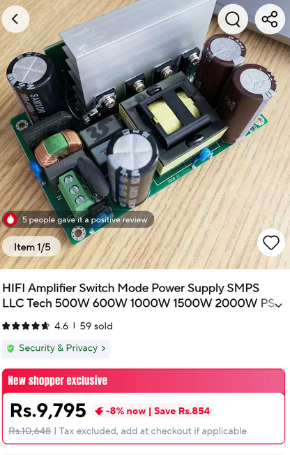 Hifi Audio Amplifier SMPS Power Supply Dc 70V