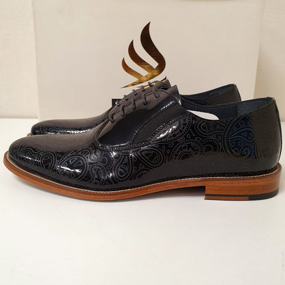 Vintage Motif Style Black Leather Hand Made Shoes Art # 75, 12950