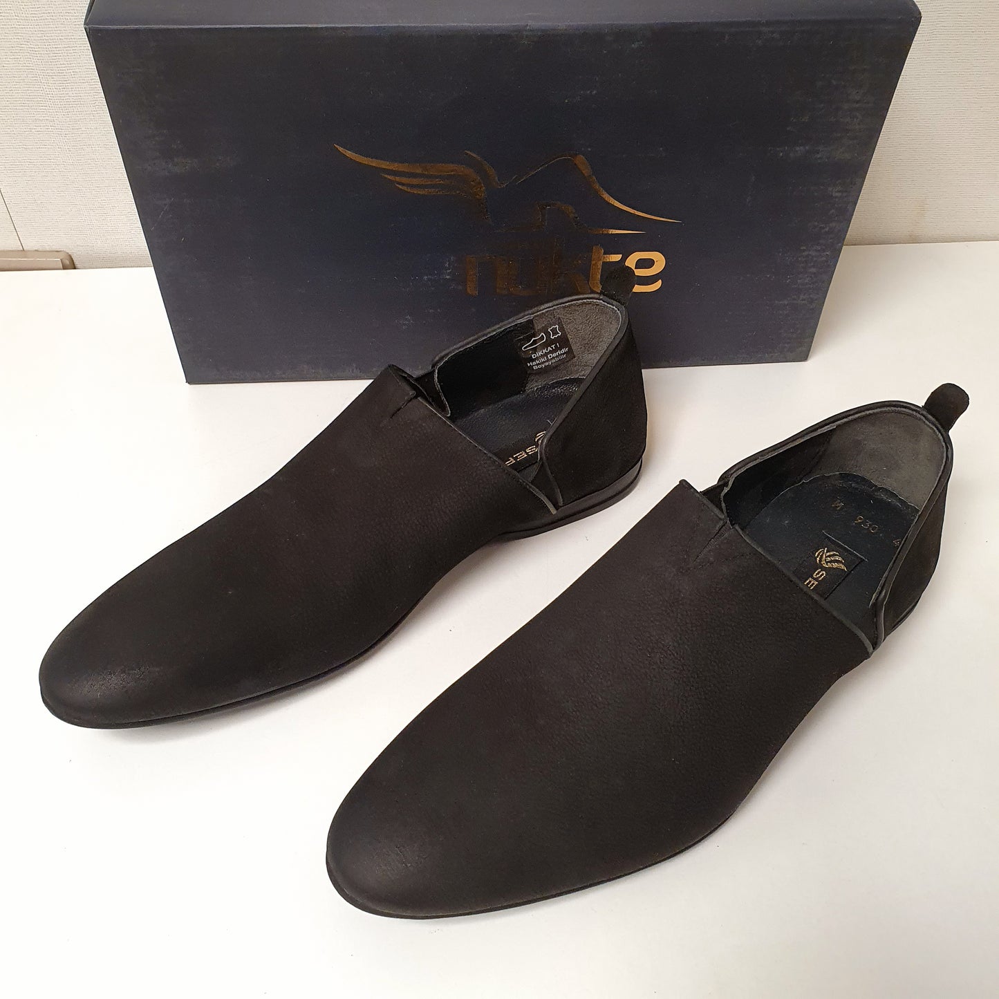 Hand Made Turkish Leather Black Shoes Art#0092