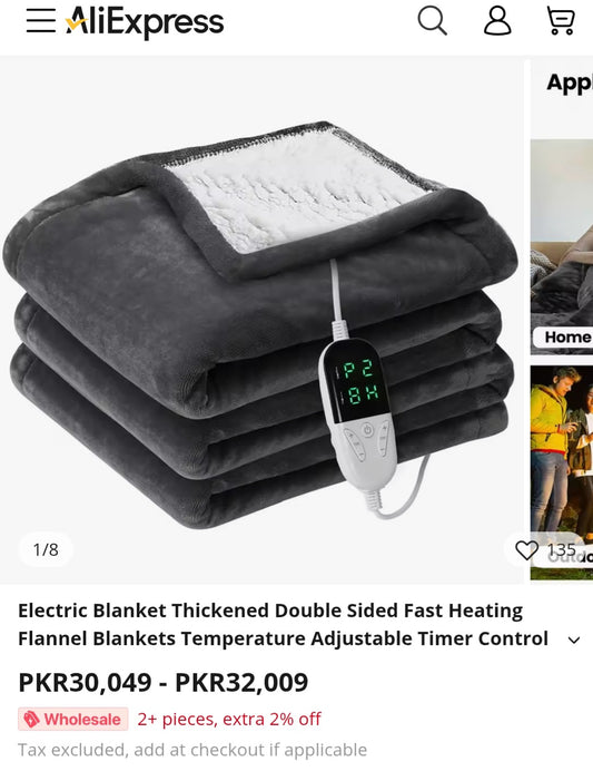 Electric Heating Blanket Fast Heating Flannel Blankets Temperature Adjustable Washable