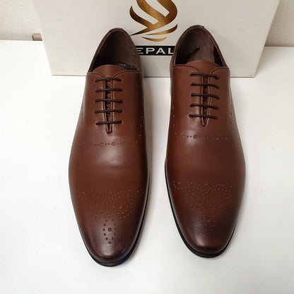 Turkish Brown Hand Made Leather Shoes Dotted Art # 57, 172950