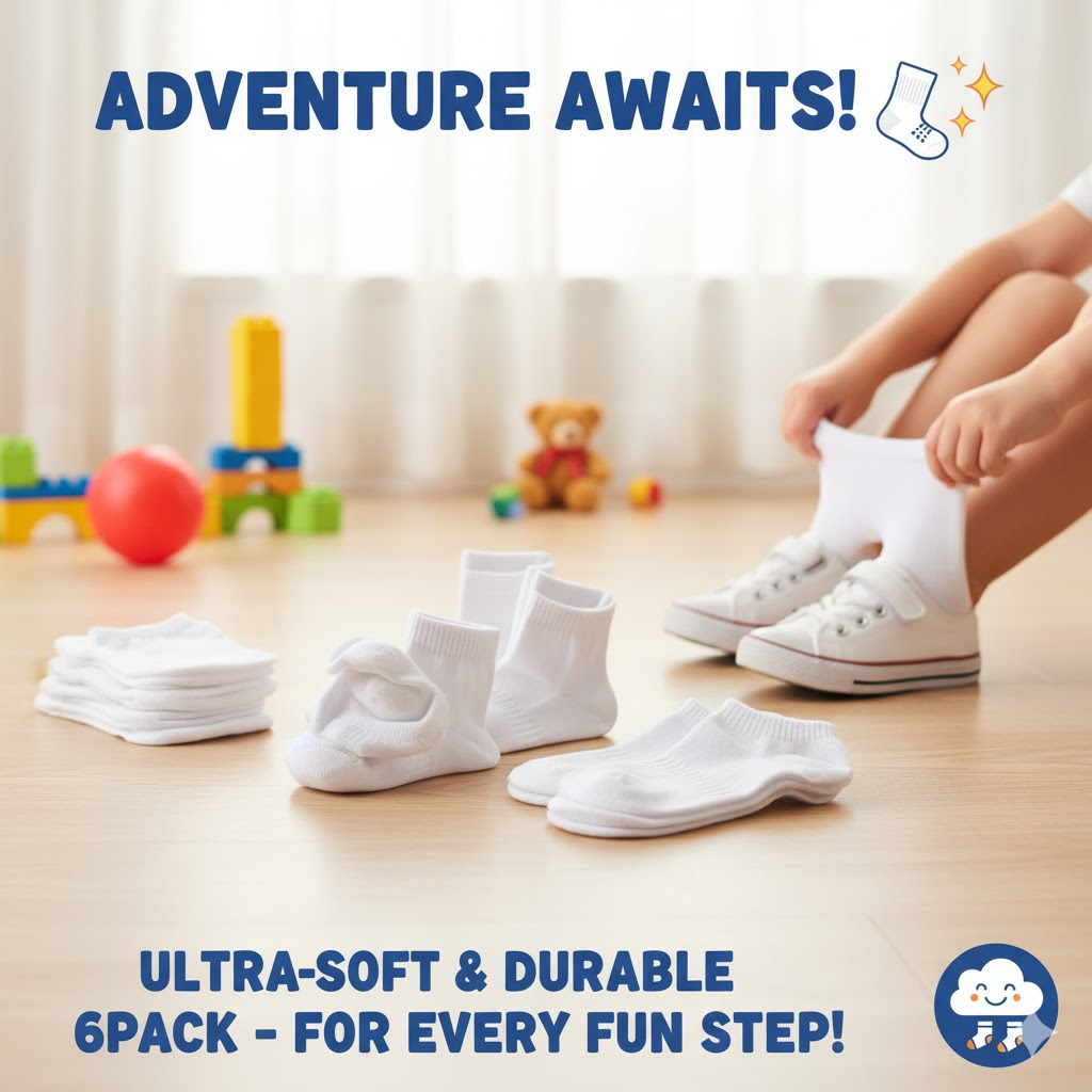 Pack of  6 Socks Pairs White for Childrens 242800